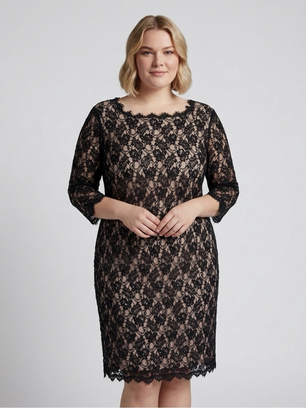 "ADRIANNA PAPELL EVENING" BLACK SEQUINED LACE DRESS PLUS SIZE 22W NEW WITH TAGS